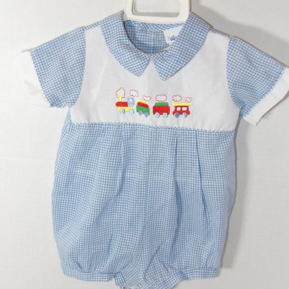 Vintage Baby Boys Alexis Romper One Piece Blue Size 6 Months - Picture 1 of 4